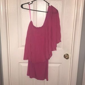 Pink one shoulder dress size large
